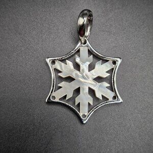 Honora Sterling Silver Mother of Pearl Snowflake Pendant Charm Winter